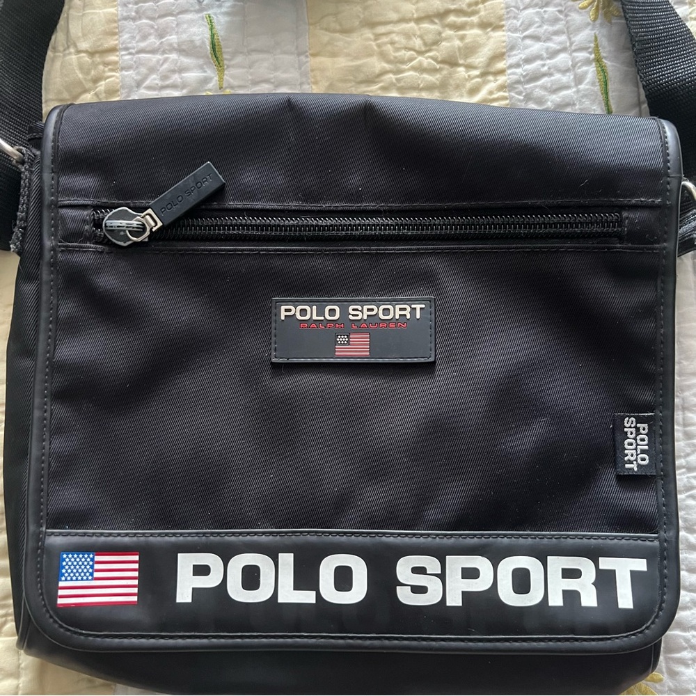 Vintage 90s Ralph Lauren Polo Sport Black Messenger Bag - Picture 2 of 10